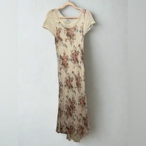 EUC Chic Floral Maxi Dress in Cream and Pink